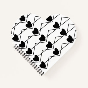 Valentines Day Chevron Stripe Hearts Pattern Notebook