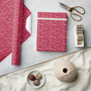 Valentine's Day Chic Dark Pink Love Wrapping Paper