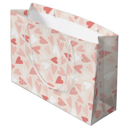 Valentine's Day Chic Pink Hearts  Large Gift Bag