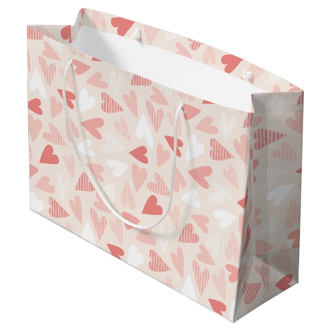 Valentine's Day Chic Pink Hearts  Large Gift Bag (Back Angled)