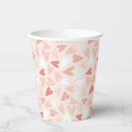 Valentines Day Chic Pink Hearts Party Paper Cups