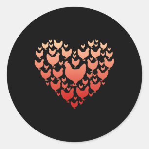 Valentines Day Chicken Heart Family Funny Chicken Classic Round Sticker