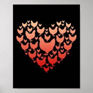 Valentines Day Chicken Heart Family Funny Chicken Poster