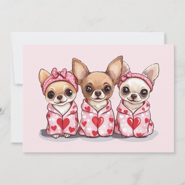 Valentines Day Chihuahua Dogs Holiday Card (Front)