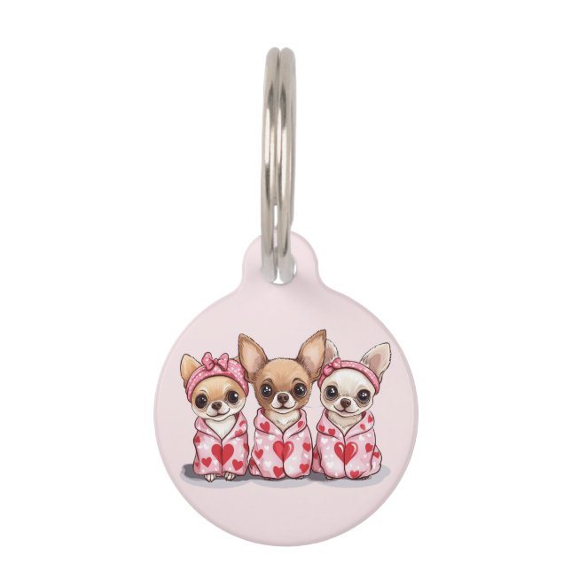 Valentines Day Chihuahua Dogs Pet Tag (Front)