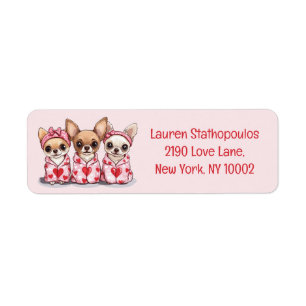 Valentines Day Chihuahua Dogs Return Address Label
