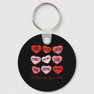 Valentine's Day Child Life Specialist Cute Hearts Key Ring