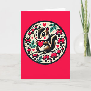 Valentine's Day Chipmunk Bleeding Hearts Flowers   Card