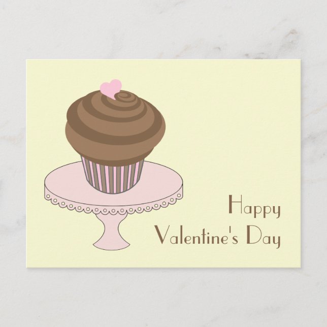 Valentine's Day Chocolate Cupcake Pink Cake Stand Holiday Postcard (Front)