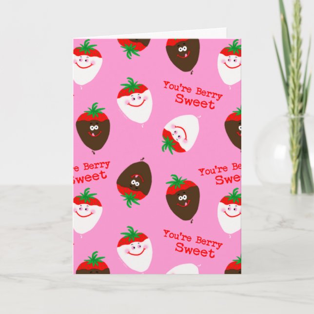 Valentine's Day Chocolate Dipped Strawberries Card (Front)