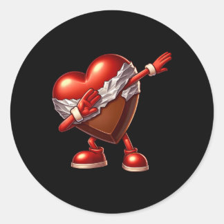 Valentine's Day Chocolate Heart Dabbing Design  Classic Round Sticker