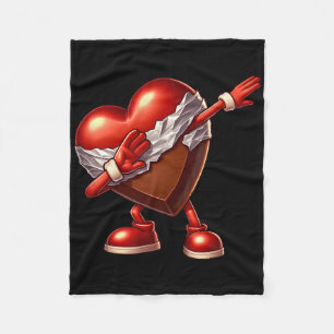 Valentine's Day Chocolate Heart Dabbing Design Fleece Blanket