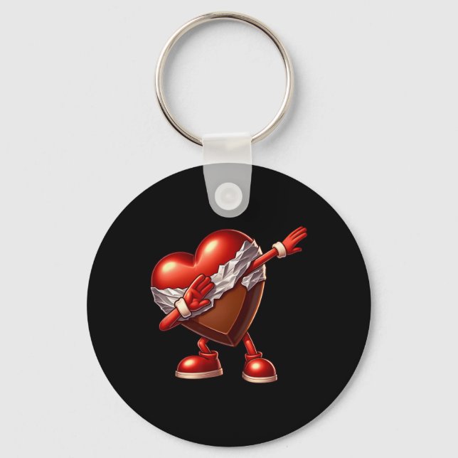 Valentine's Day Chocolate Heart Dabbing Design  Key Ring (Front)