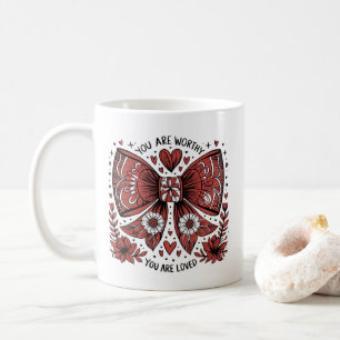Valentine's Day Christian You are Worthy Coquette Coffee Mug