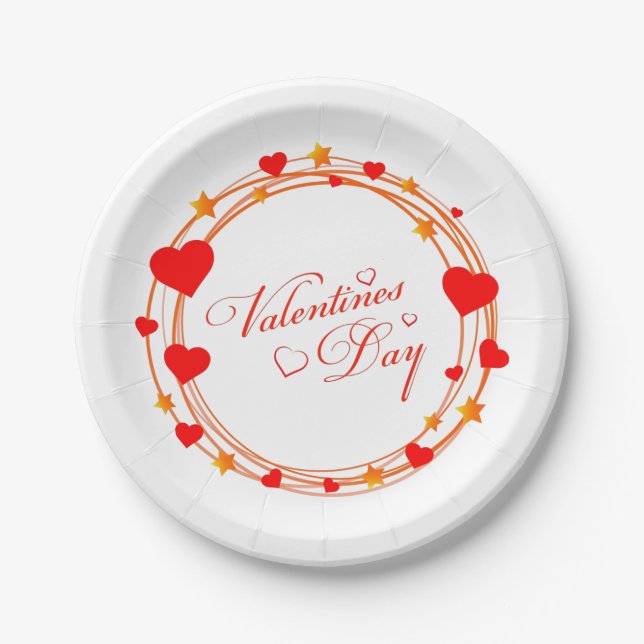 Valentine's Day Circle Design-25695 Paper Plate (Front)