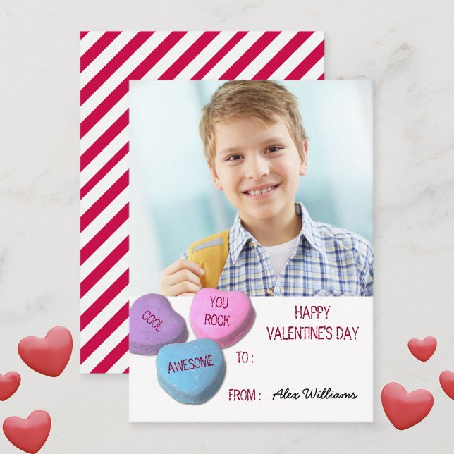 Valentine's Day Classroom Boy Custom Photo Note Card (Creator Uploaded)