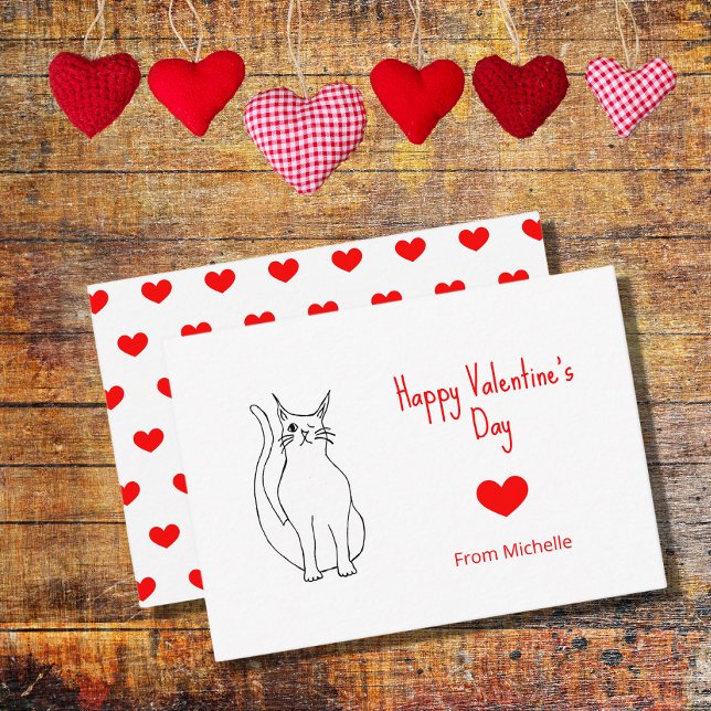 Valentine's Day Classroom Party Cute Cat Hearts Card (Creator Uploaded)