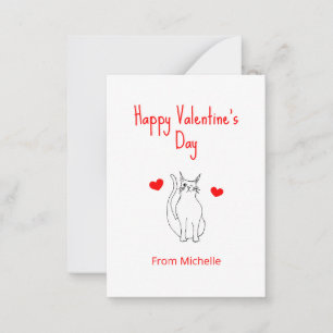 Valentine's Day Classroom Party Hearts Cute Cat  Card