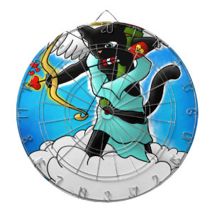 Valentine's Day Coal Black Cupid Cat+BGC Dartboard