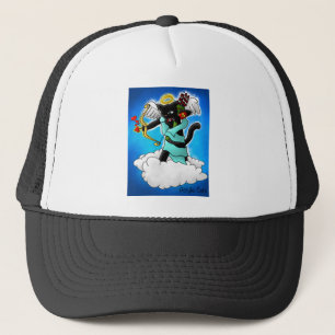 Valentine's Day Coal Black Cupid Cat+BGC Trucker Hat