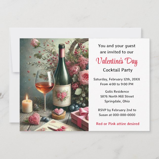 Valentine's Day Cocktail Party  Invitation (Front)