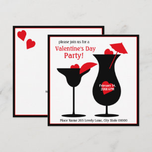 Valentine's Day Cocktails Simple Party Invitation