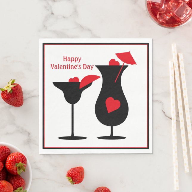 Valentine's Day Cocktails Simple Party Napkin (Insitu)