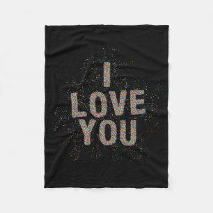 Valentine's Day Colorful Sprinkles I Love You For Fleece Blanket