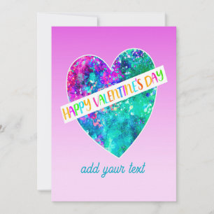 Valentine's Day Colourful Heart Turquoise Purple Holiday Card