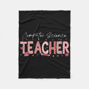 Valentine's Day Computer Science Teacher Teaching Fleece Blanket