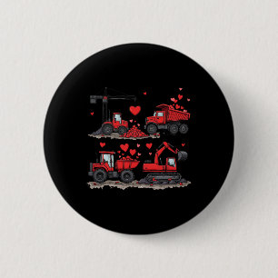 Valentines Day Construction Truck Hearts Boys Kids 6 Cm Round Badge