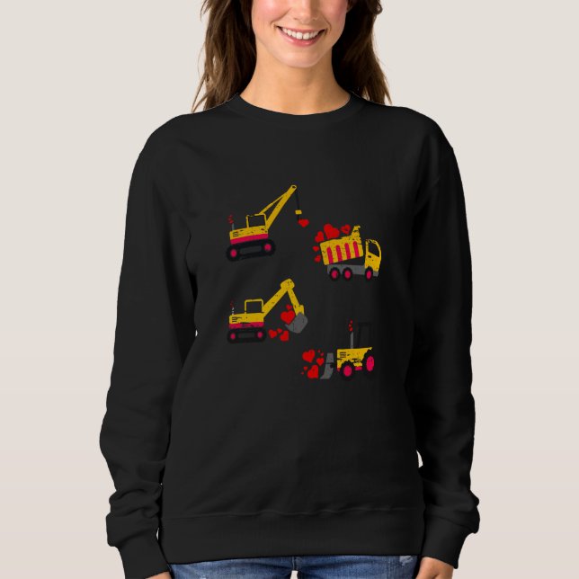 Valentines Day Construction Trucks Boys Kids Toddl Sweatshirt (Front)
