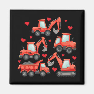 Valentines Day Construction Trucks Magnet
