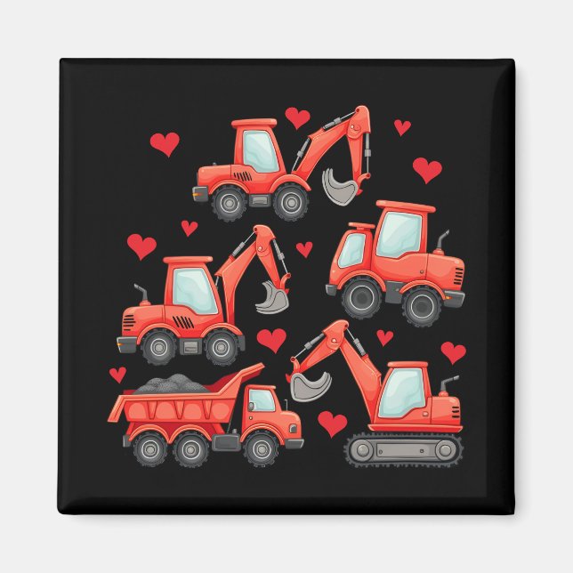 Valentines Day Construction Trucks Magnet (Front)