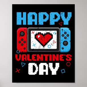 Valentines Day Controller Video Game Heart Boys Pa Poster