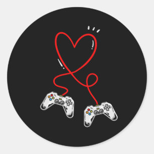 Valentines Day Controllers Heart Video Game Gamer Classic Round Sticker