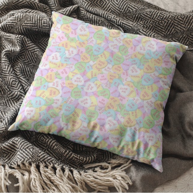 Valentine's Day Conversation Candy Heart Pattern Cushion (Creator Uploaded)