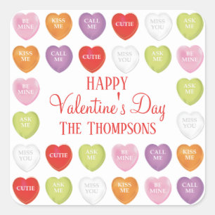 Valentine's Day Conversation Hearts To From Cute  Square Sticker