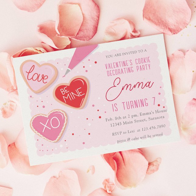 Valentine's Day Cookie Decorating Birthday Party Invitation (Creator Uploaded)