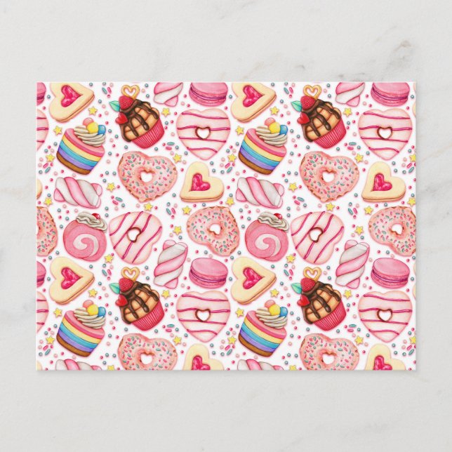 Valentine's Day Cookies and Cupcakes   Postcard (Front)