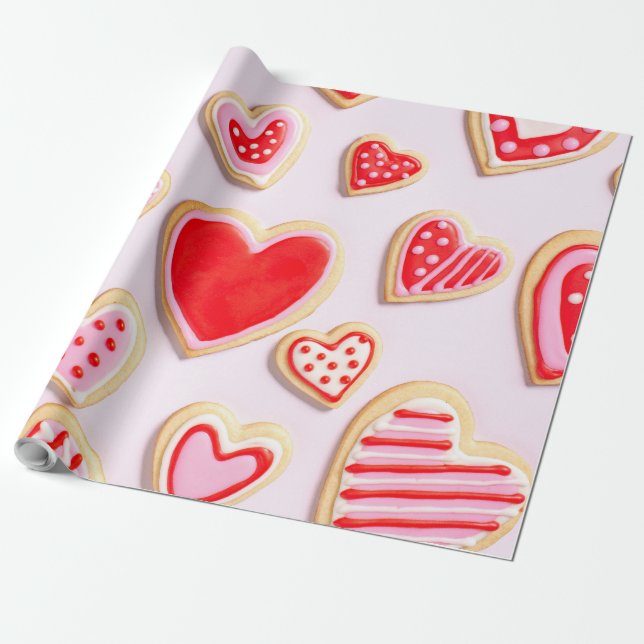 Valentine's Day Cookies Wrapping Paper (Unrolled)
