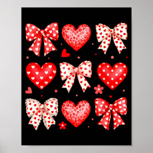 Valentines Day Coquette Bow Hearts Leopard Women G Poster