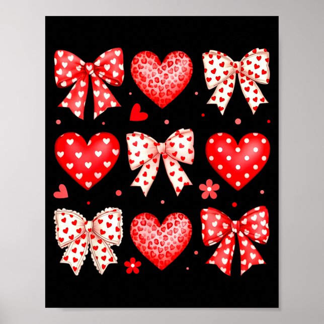 Valentines Day Coquette Bow Hearts Leopard Women G Poster (Front)