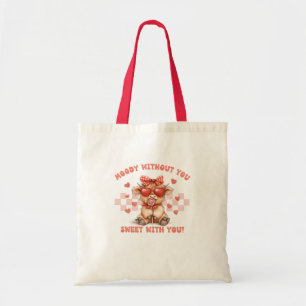 Valentine's Day Coquette Highland Cow Tote Bag