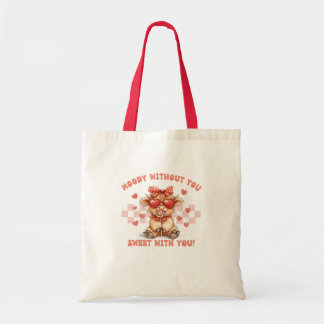 Valentine's Day Coquette Highland Cow Tote Bag