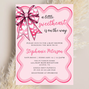 Valentine's Day Coquette Pink Bow Baby Shower Invitation