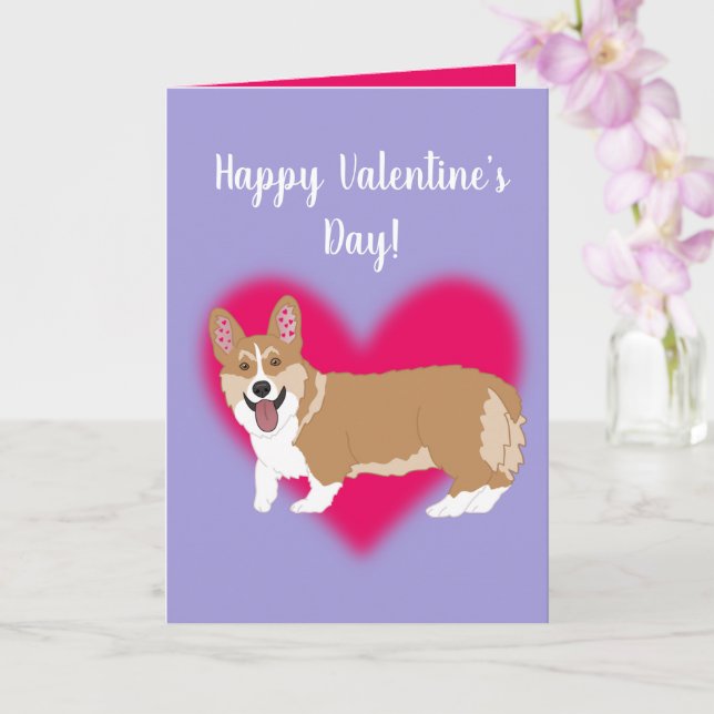 Valentines Day Corgi Card (Orchid)
