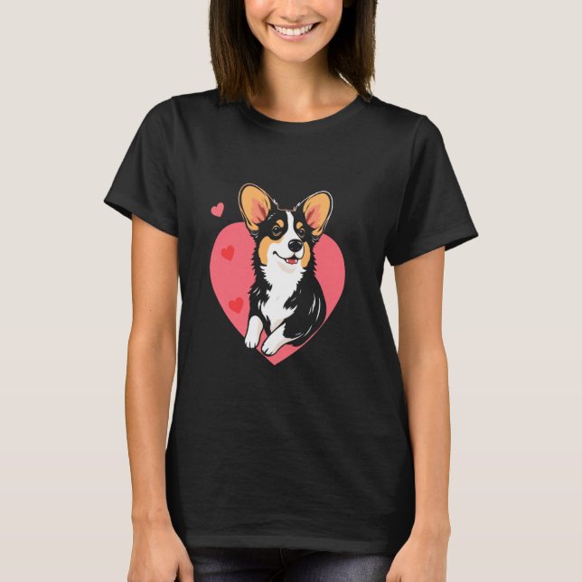 Valentine's Day Corgi Heart T-Shirt (Front)