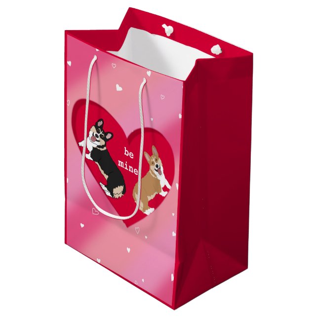 Valentines Day Corgi  Medium Gift Bag (Front Angled)