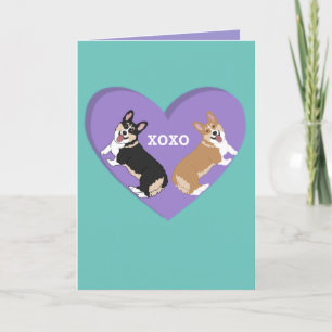 Valentines Day Corgi XOXO Holiday Card